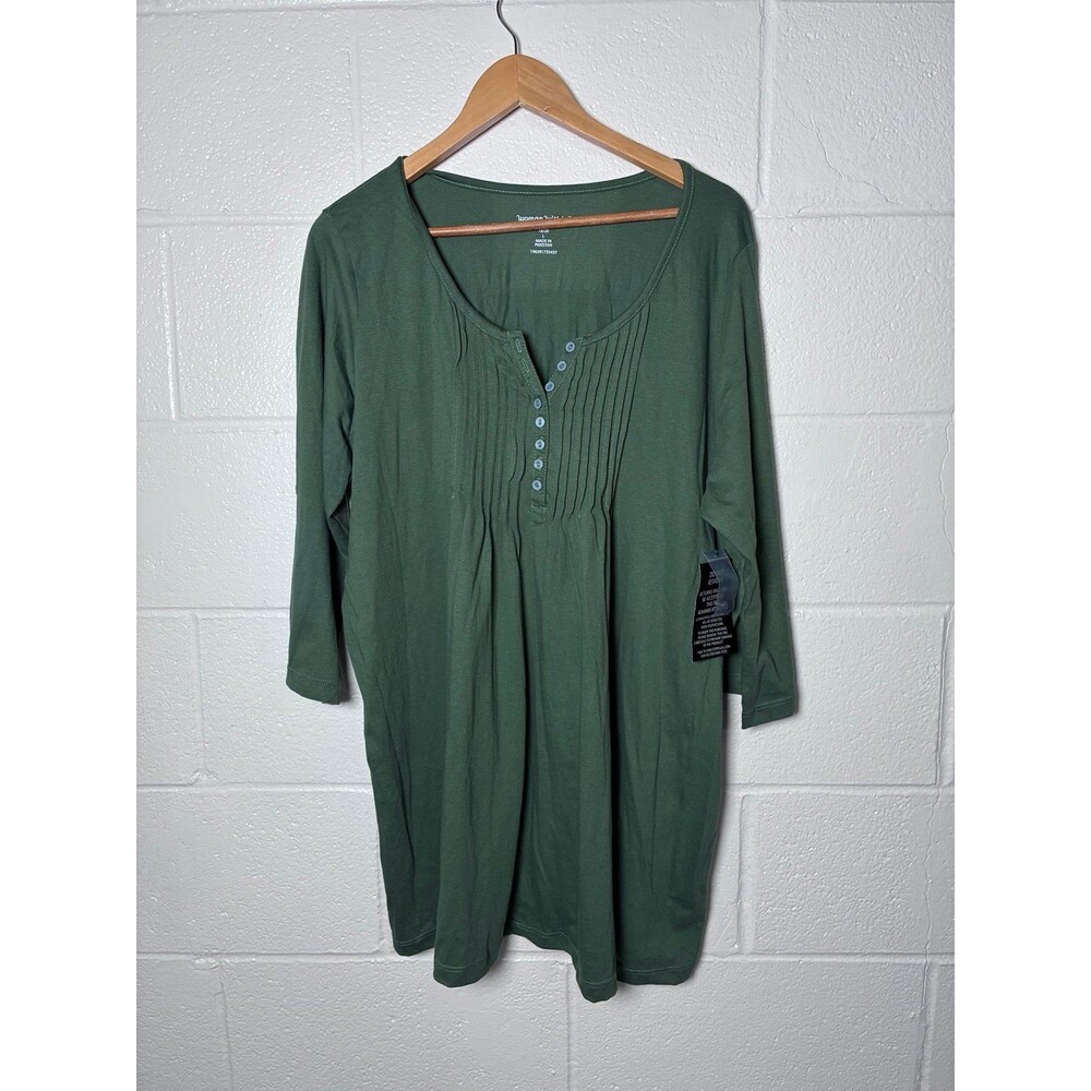 Woman Within green roll tab sleeve top